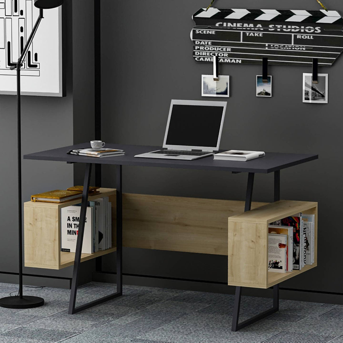 Wholesale P&W Study Desk with Shelves Computer Laptop Desk