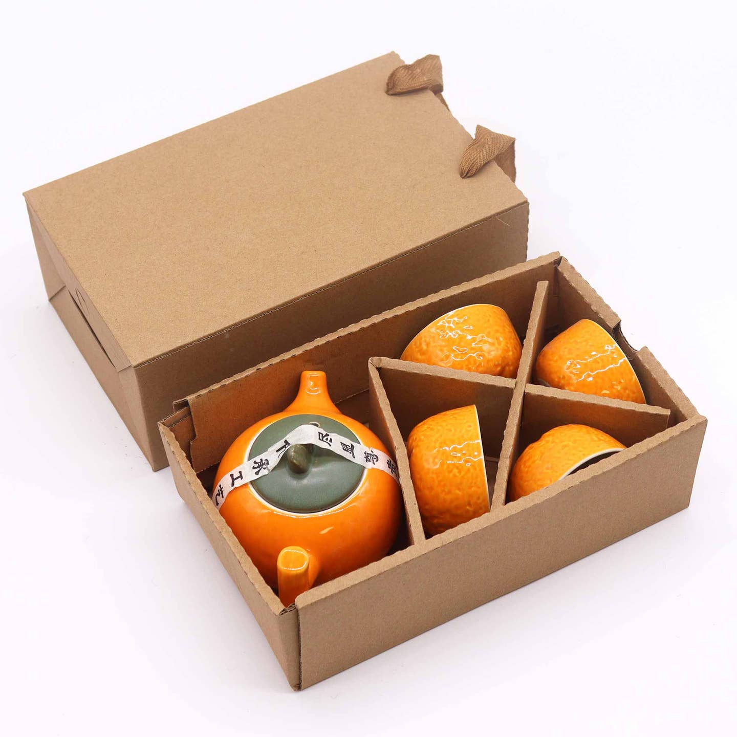 Wholesale Herbal Orange Teapot Set - Pot & Four Cups