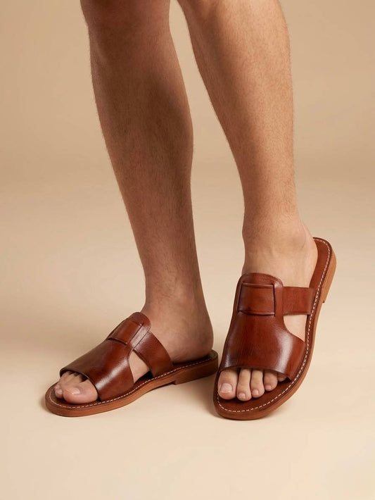 Wholesale Handmade Leather Mule Sandals for Men