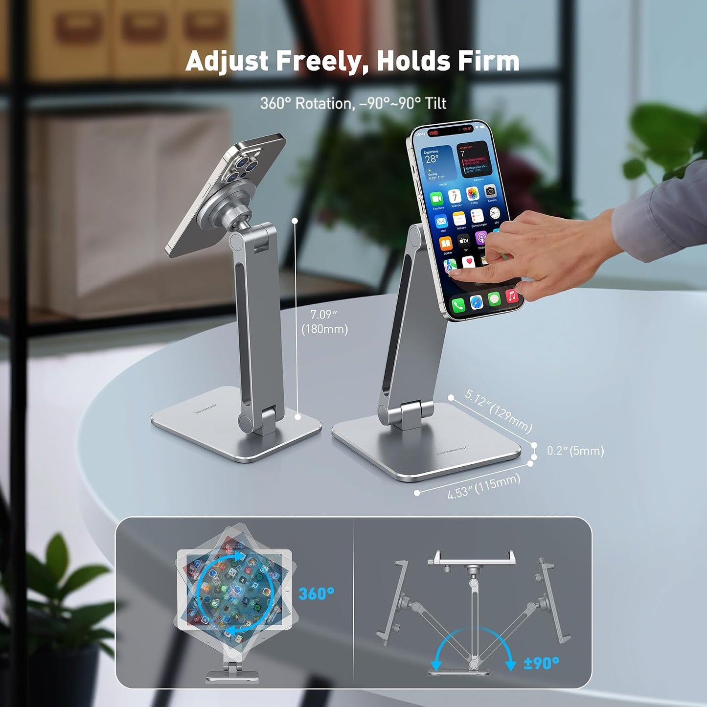 AboveTEK Magnetic Aluminum Phone & iPad Stand