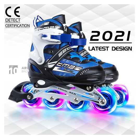 EACHkids Professional Inline Adjustable Roller Skates Patins Infantil Roller Patines 4 Ruedas Skating Shoes for Kid Girl Boys PU